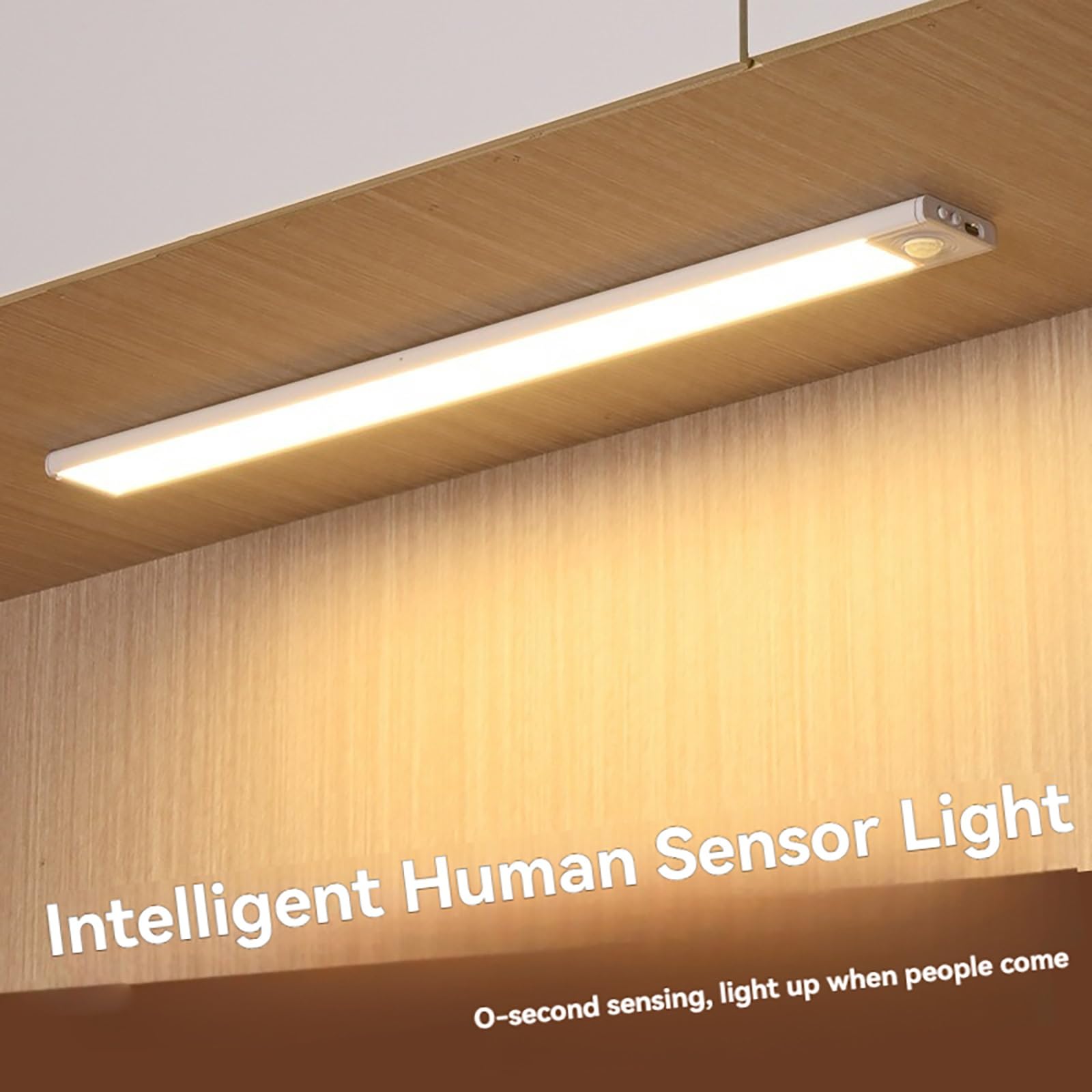 Tira De Luz LED con Sensor De Movimiento Ultrafino: Luz Recargable For Armario con 3 Temperaturas De Color (3000 K/4000 K/6000 K), Encendido Y Apagado Automático(80cm)