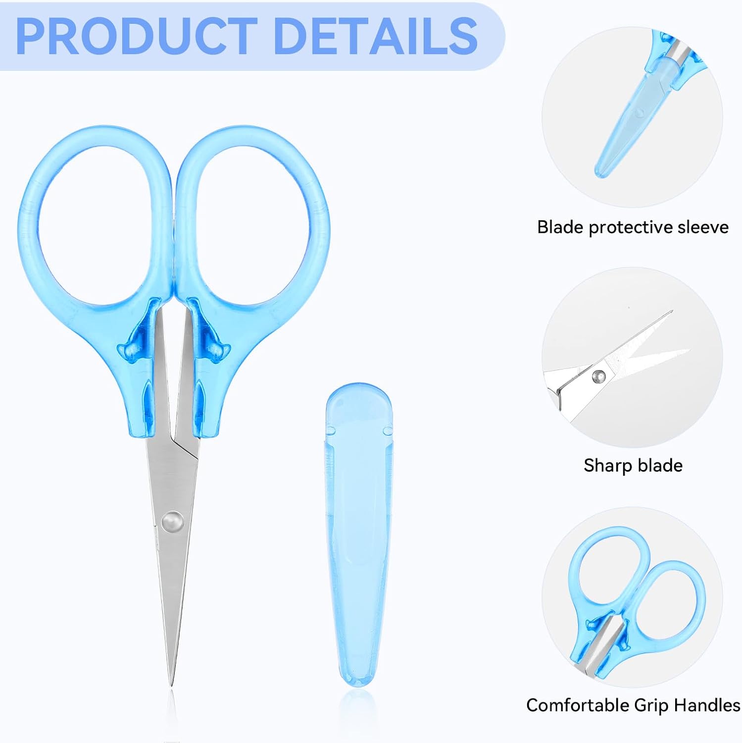 50 Pcs Small Scissors All Purpose 3.5" Mini Detail Craft Scissors Set Stainless Steel Scissors with Protective Cover Tiny Scissors for Facial Hair Trimming Sewing Crafting DIY Projects