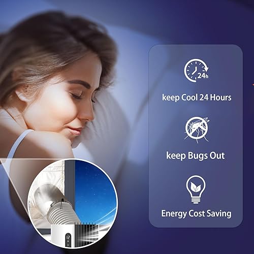 Miniatura 4 de Plata 30% revestimiento plateado, 100% sellado Kit de ventilación portátil de aire acondicionado para ventana, cierre todo en uno, para aire