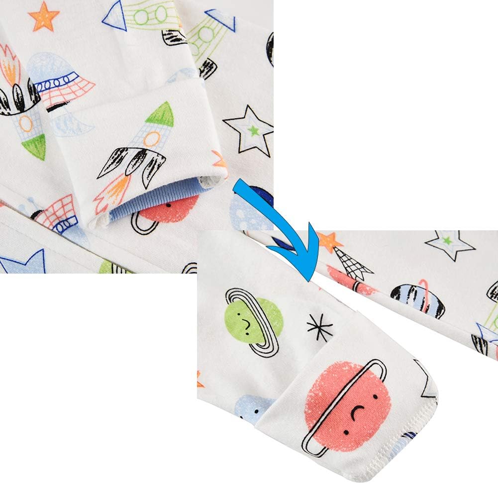 Aablexema Baby Footie Pajamas with Mittens - 3Pcs Infant Cotton Footed One Piece Sleepwear Outfits - Image 6