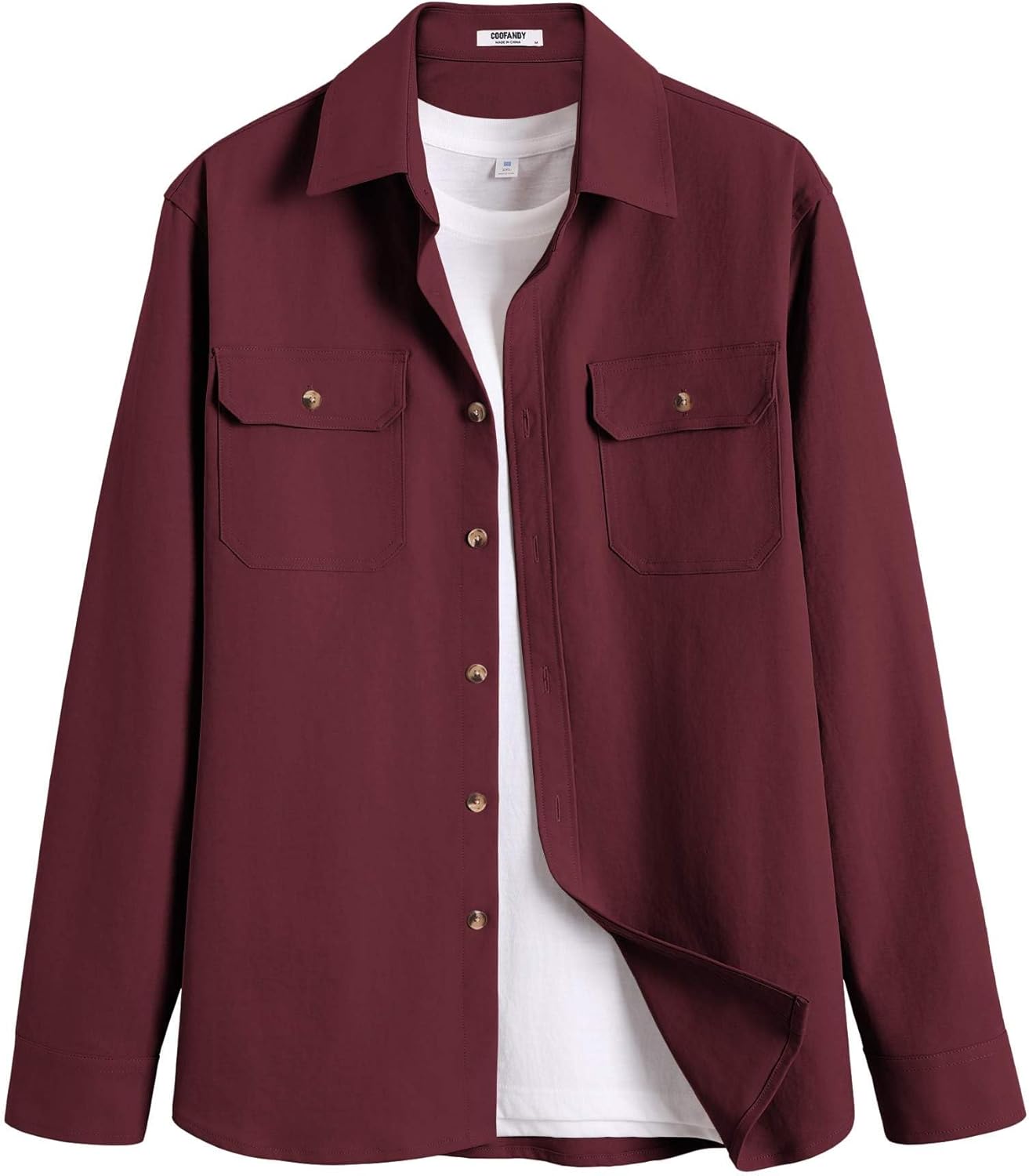 COOFANDY Men's Long Sleeve Button Up Shirt Jacket with Flap Pockets - Image 6