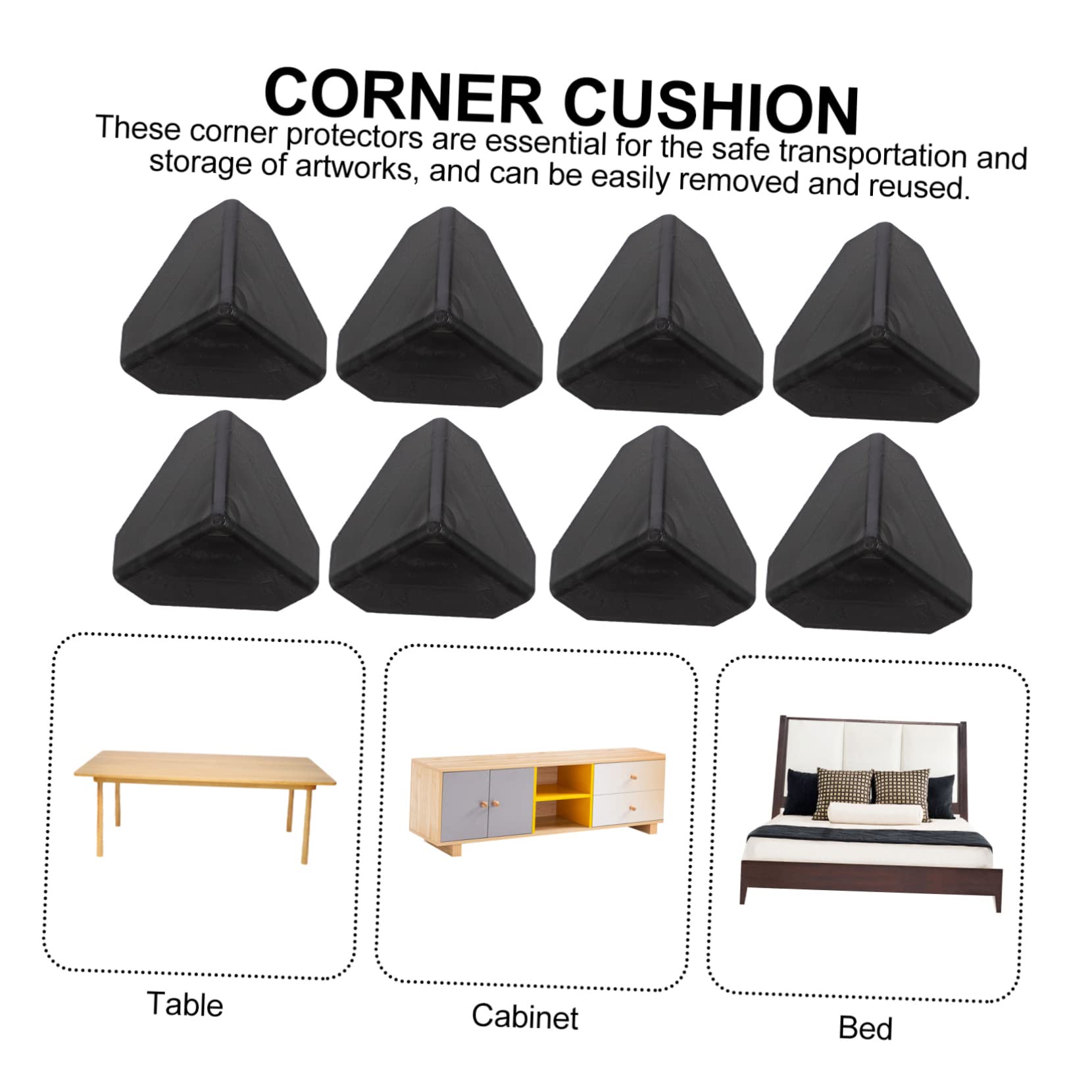 Cabilock Protectores de Esquinas para Cajas de Cartón Superficie Lisa y Material Pe Ligero para Embalaje y Transporte de Muebles 200 Piezas Negras