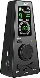 Metrônomo digital VEDO com temporizador, contagem vocal em inglês, operação um toque e display colorido fácil leitura Metrônomo eletrônico com controle volume para piano, guitarra, bateria e violino