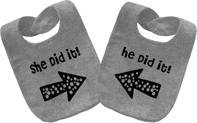 culbutomind Baby Twins Bibs He/She Did It Newborn Baby Toddler Cute Unisex Bibs Infant Twin Outfits(grey)