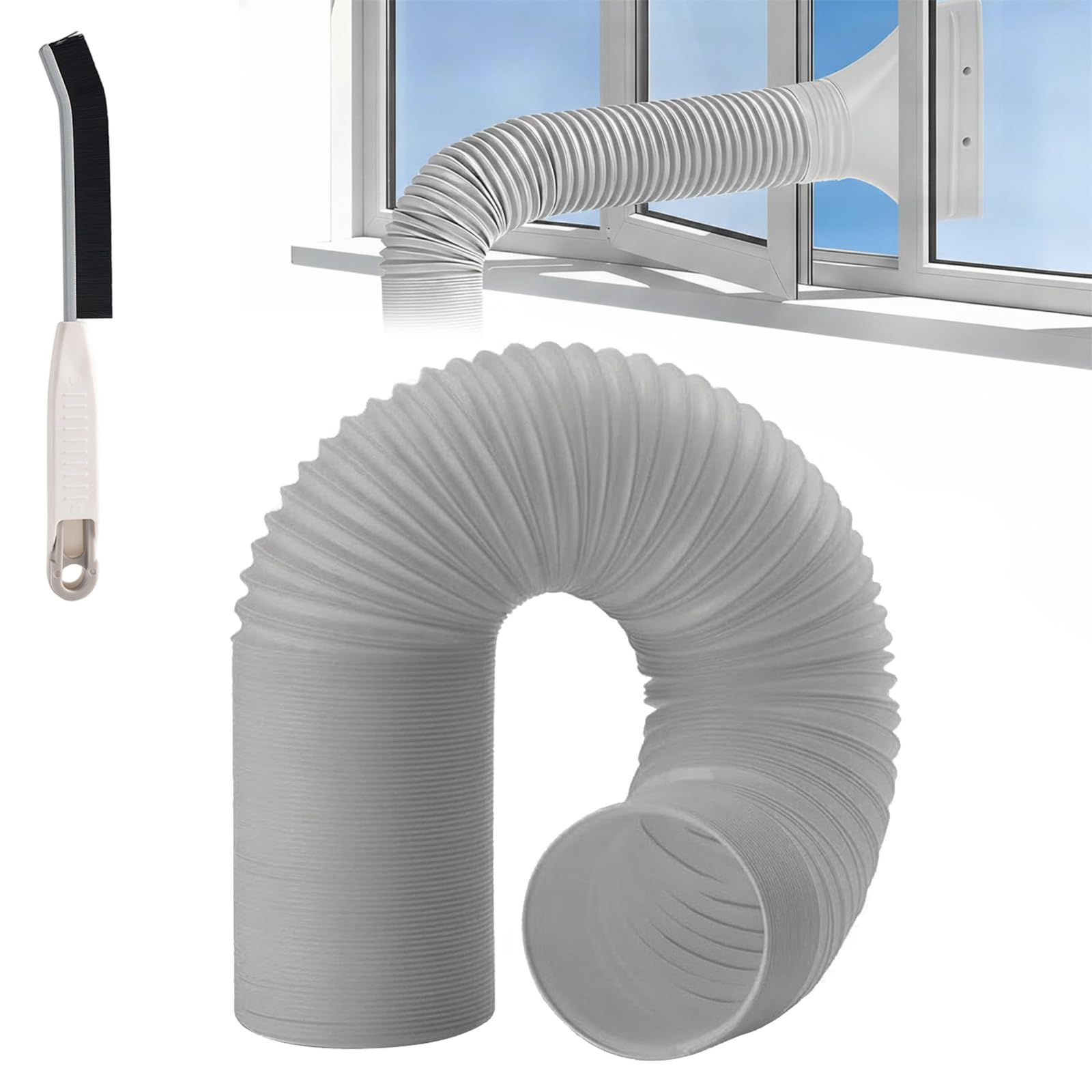 Liocwocne C- Diameter 150Mm Air Con Hose Window Vent Attachment, Flat Air Conditioner Window Adapter For 130Mm & 150Mm Exhaust Hose, Universal Portable Ac Extension Connector Port For Air Conditioning (C- Diameter 150Mm)