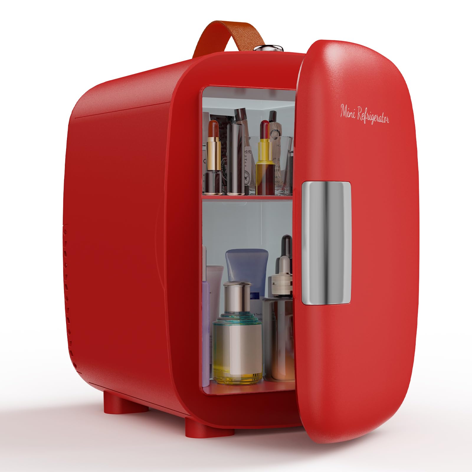 NEWBULIG Mini Fridge for Bedroom, Office & Car, Portable 4L/4.23QT Mini Refrigerator for Skincare with Handle, Ultra-Quiet Energy-Saving Compact Cooler for Drinks, Food, Skincare & Makeup, 12V AC/DC — view 10