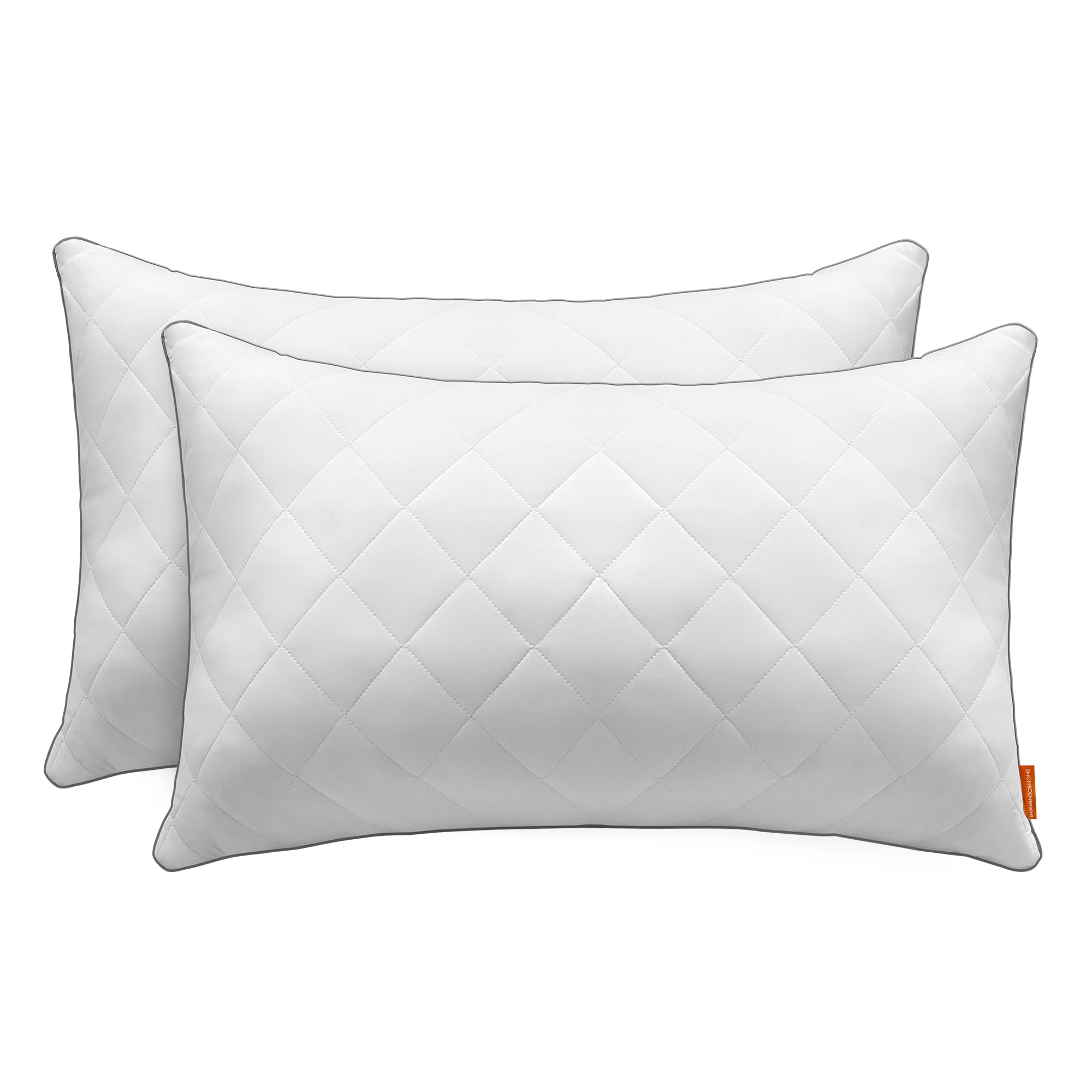SONGMICS HOME Bed Pillows Set of 2, Dual-Sided Uses, 74 x 48 cm, Chill Cooling Soft Cover, 650 g Fill, Winter Summer, Cushion, Machine Washable and Dryable Below 60 °C, Cloud White TBP023W02