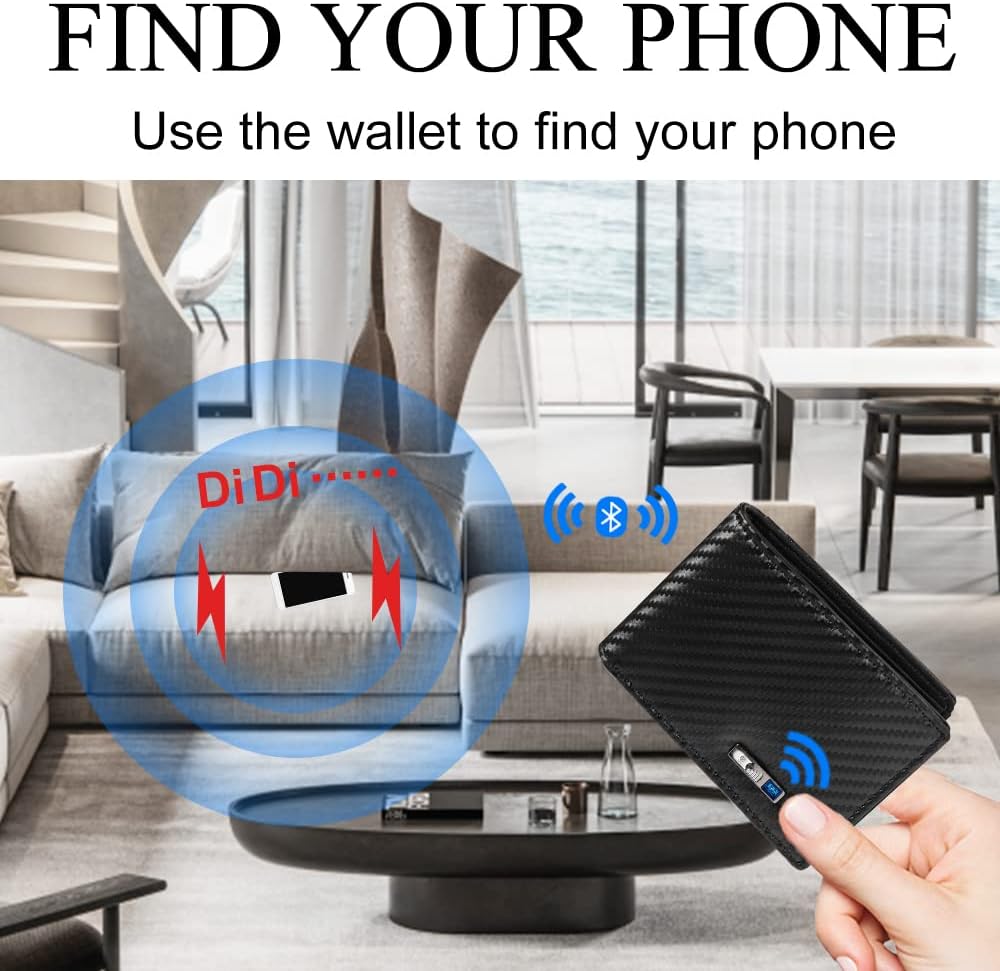 1Pc Smart Wallet for Men, GPS Tracker Card Finder, Slim Card Holder, Valentines Day Gift for Boyfriend - Image 2