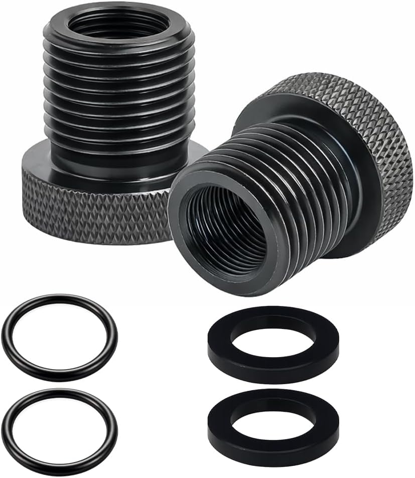 2PCS Car Thread Adapter and Washer, 1/2 x 28 to 3/4 x 16 Thread Protector with Rubber Crush Gaskets, Automotive Oil Filter Adapter Repair Kit, Universal for SUV RV Truck