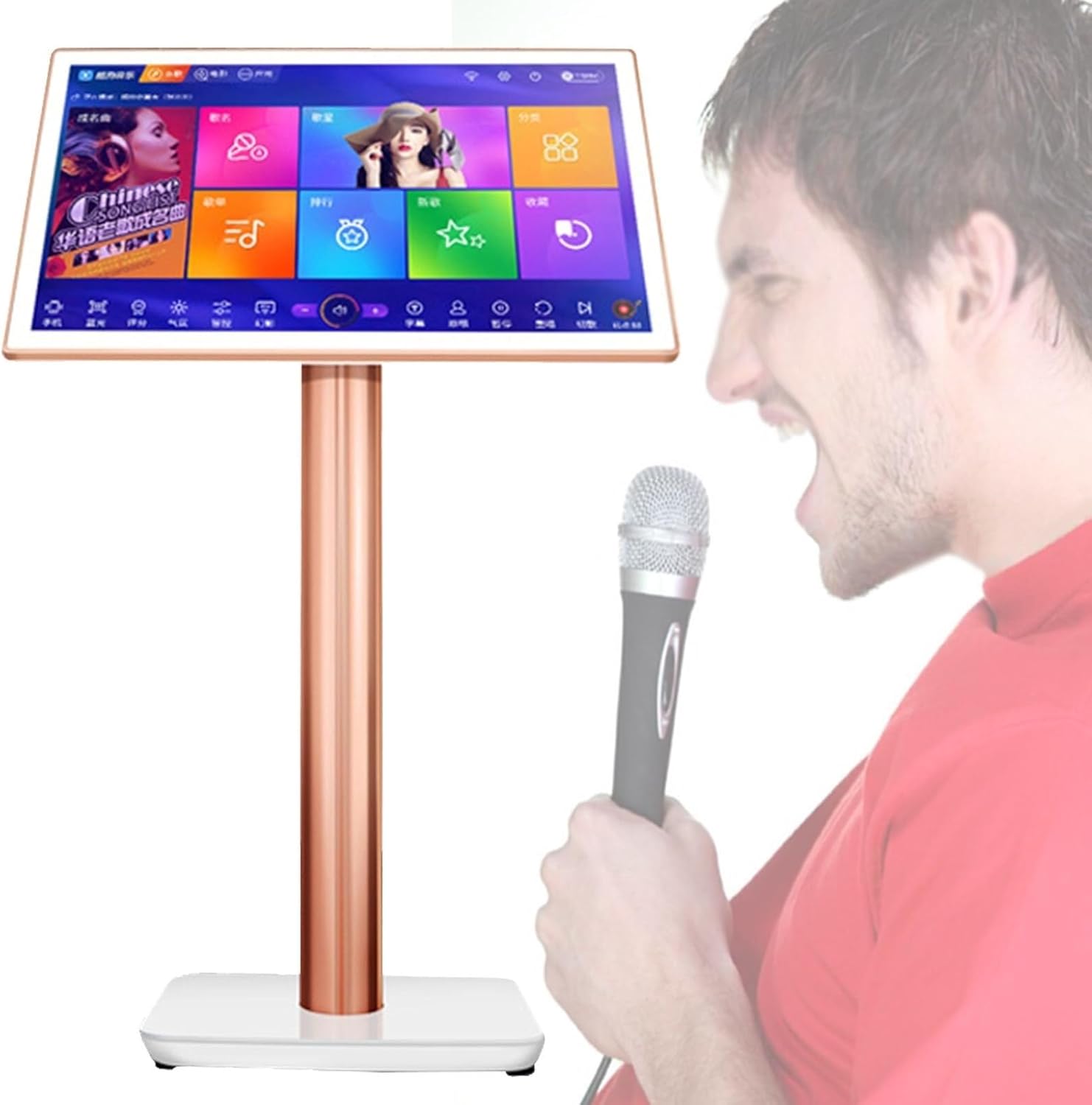 Karaoke Machine,Touch Screen Phone KTV Singing Karaoke Player with 27 Languages Switching and Adjustable Music Mode for Home Party(22inch,1TB)