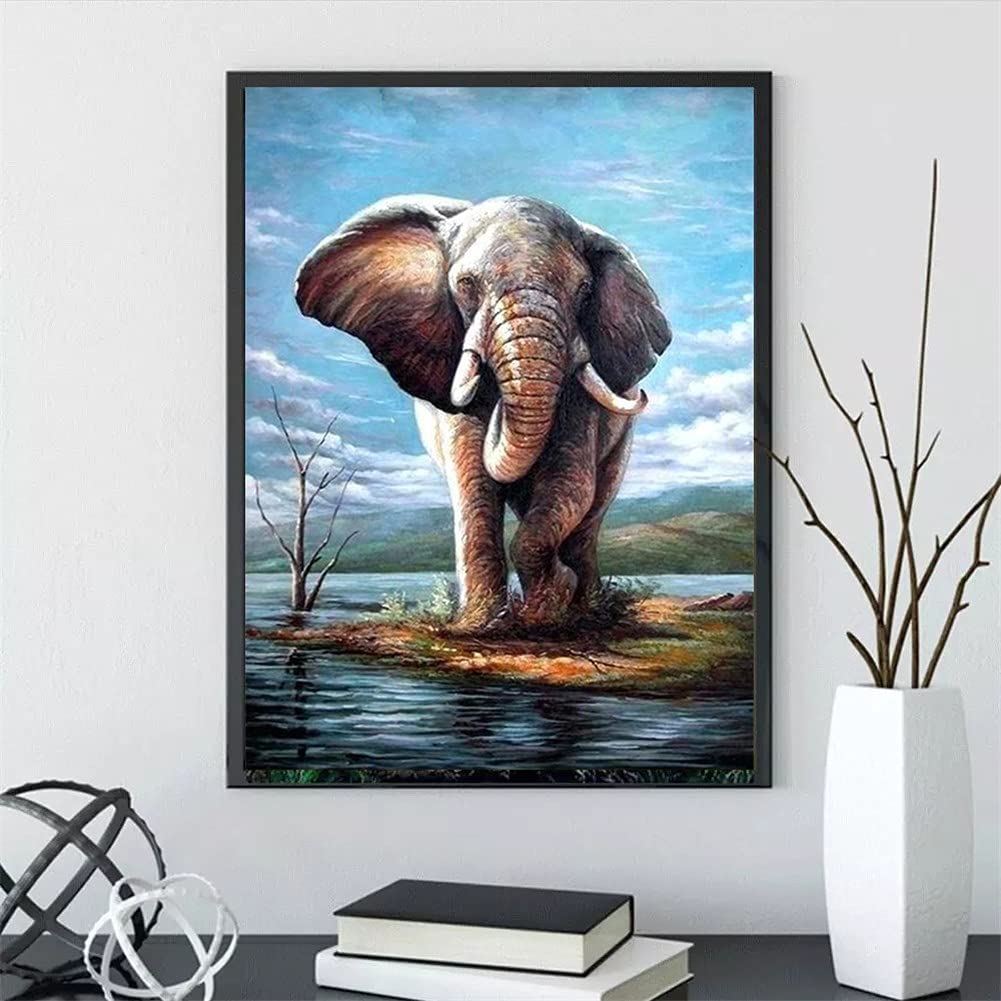 Diamond Painting kit Completo, DIY 5D Pintura Diamante, Bricolaje Diamond Painting Grande, Kit de Pintura de Diamantes Pintura por Numeros para Adultos Niños Elefante-Round drill,70x90cm