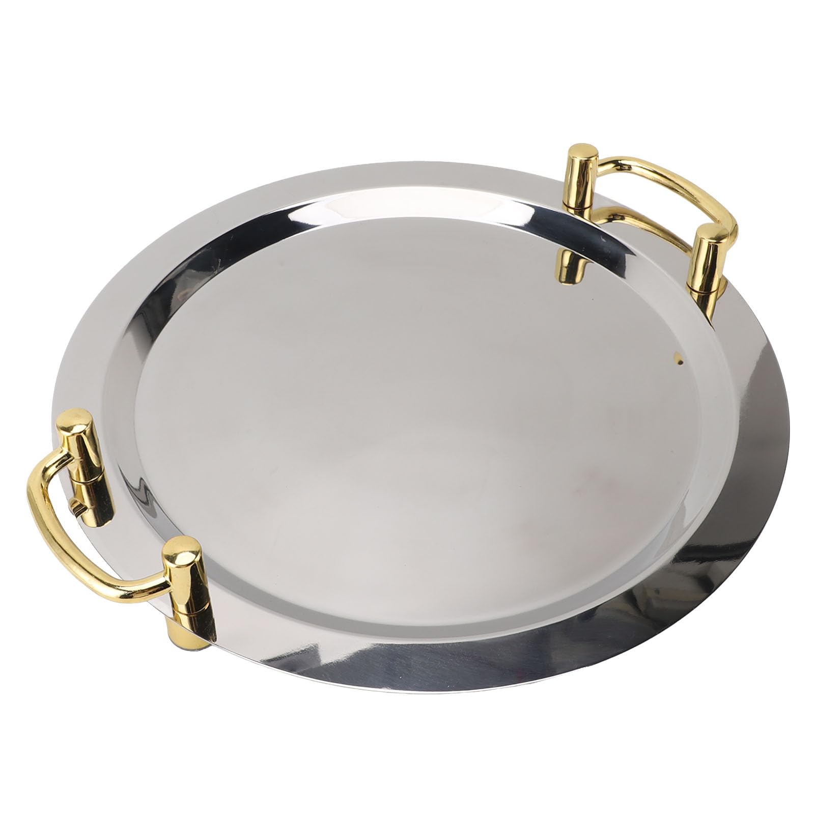 Cocoarm Bandeja para Servir de Acero Inoxidable, Bandeja de Acero Inoxidable 304 con Superficie de Espejo y Dorado, Plato de Cena de Borde Liso para Servir Mesa de Restaurante Buffet de Hotel