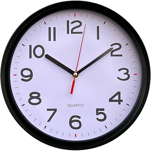 Vmarketingsite Modern Silent, Non Ticking Wall Clocks Battery Operated 12 Inch Easy to Read Clock Analog Quartz Round Black with Large Numbers Classroom/Home/Kitchen/Office/Bedroom/Gym