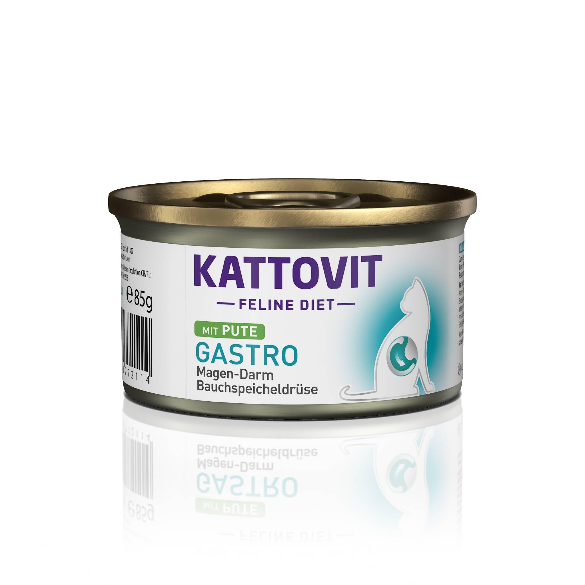 Comida Húmeda Kattovit Para Gatos Con Problemas Renales – Dieta Especial Baja En Proteínas Y Fósforo – Pavo, 12 Latas De 185 G