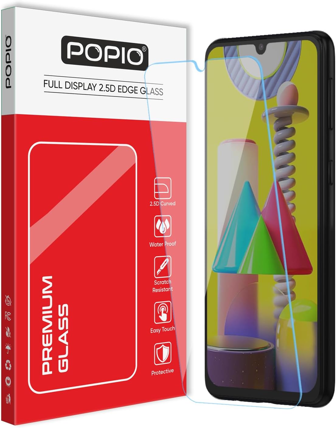 POPIO Tempered Glass Screen Protector for Samsung Galaxy F41 / M31 / M21 / M21S (Transparent) Full Screen Coverage (Except Edges) With Easy Installation Kit For Cellphone