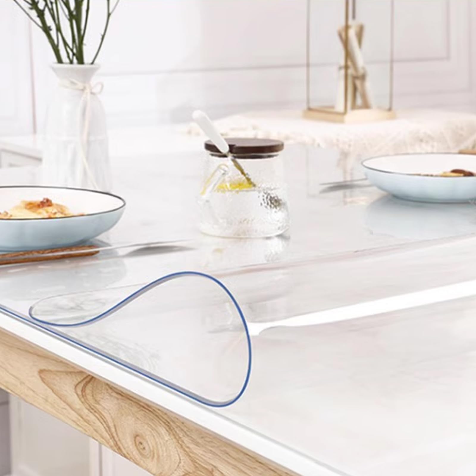 Housse de Protection de Table Transparente PVC 50x50 Nappe Épaisse