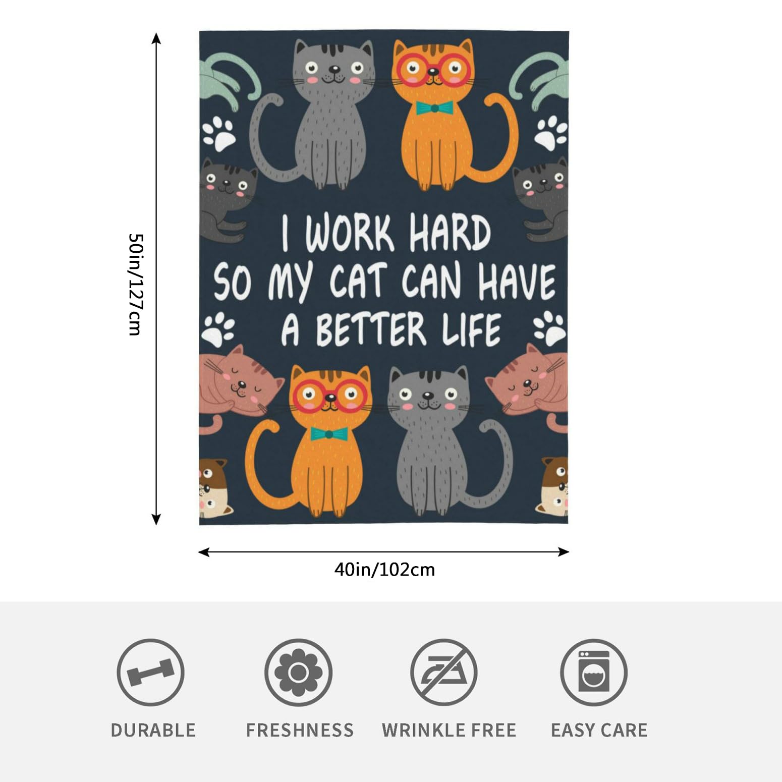 HGOD DESIGNS Cats Throw Blanket Funny Cat Blanket Animals Pet Pattern s Flannel Soft Warm Cozy Fuzzy 40