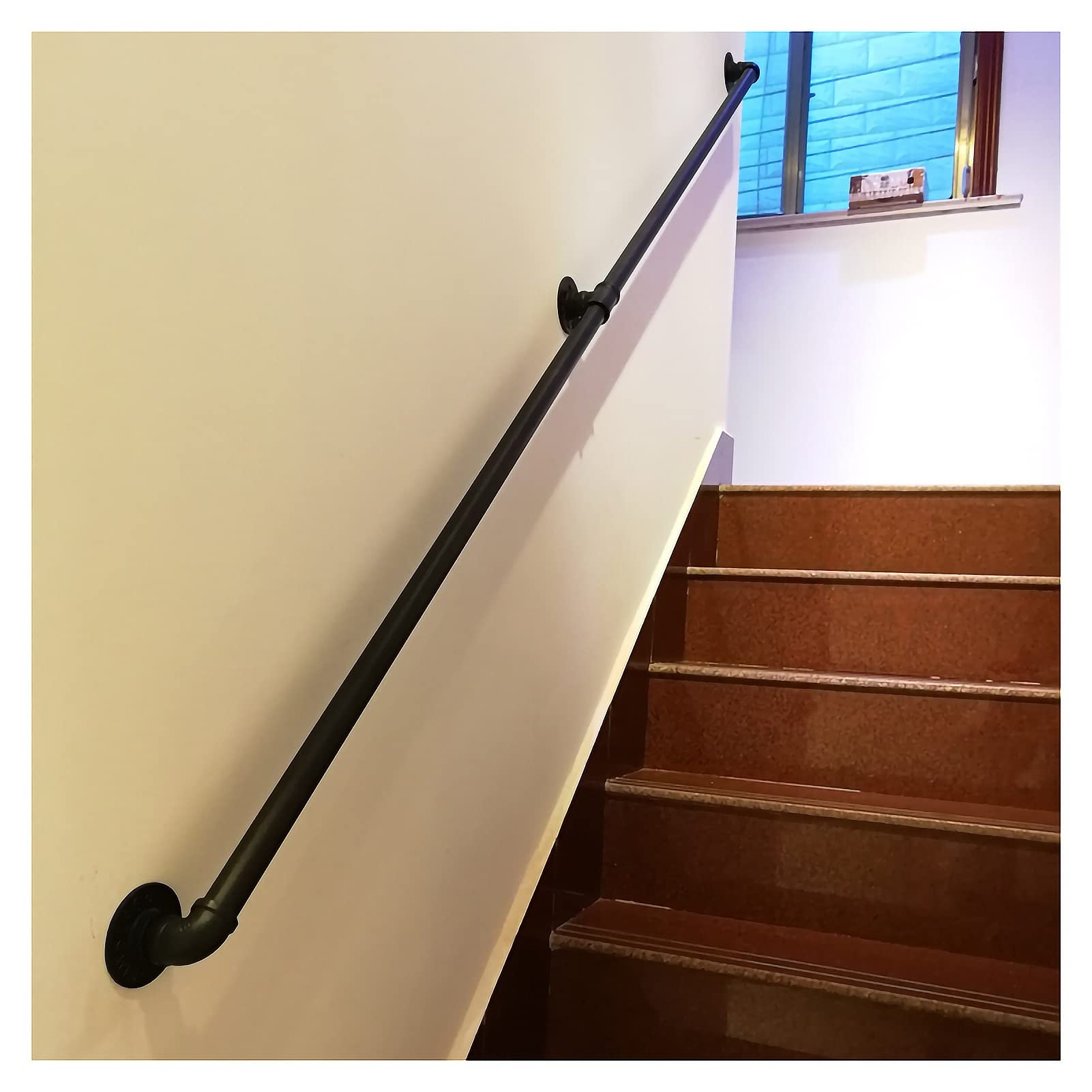 Main courante de tuyau de loft en fer noir pour escalier intérieur et extérieur 25-600cm