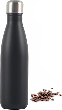 Insulated Water Bottle, 500ml Stainless Steel Thermal Flask, Vacuum Insulated Flask for Hot & Cold Drinks, Leak-Proof Thermal Metal Drinking Water Bottles for Kids, Gym, Sports, Travel Black