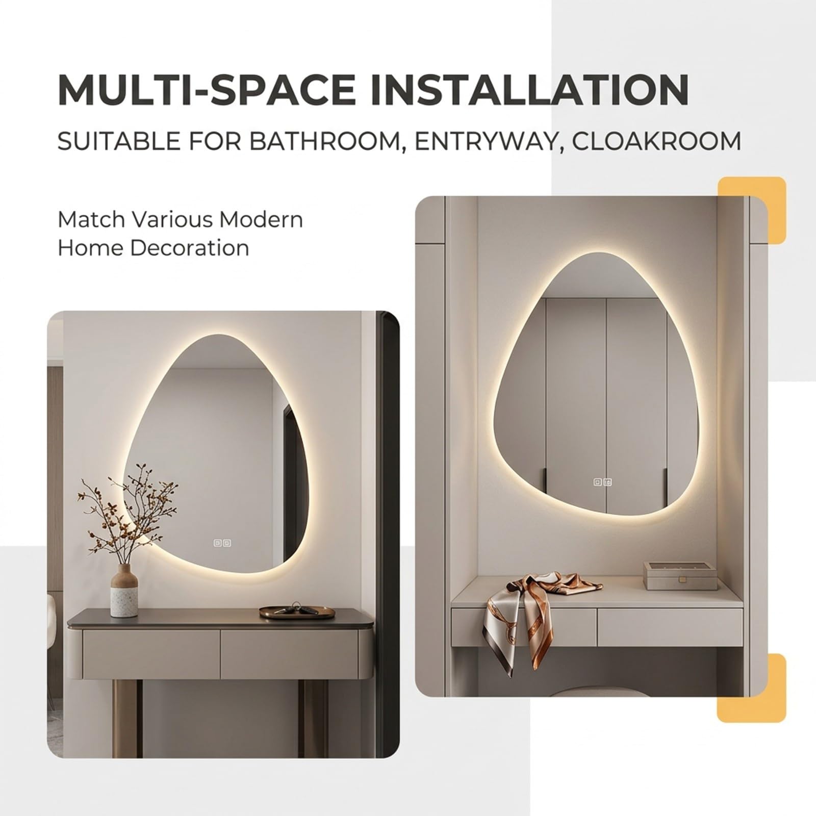 Specchio Bagno LED Irregolare Parete Dimmerabile Antiappannamento