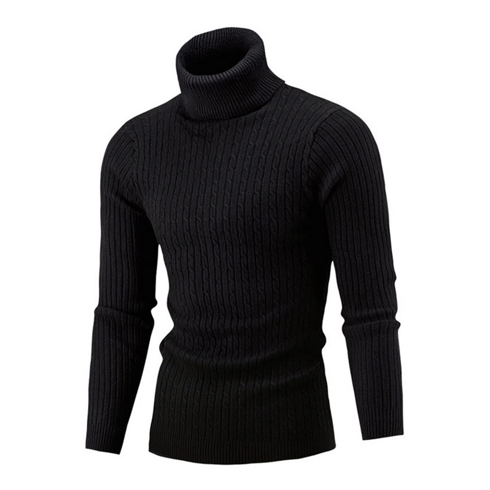 Zimowy ciepły golf sweter swobodny luz męski, ciepły dzianin sweter trzymaj ciepłe mężczyzn wełniany sweter z dzianiny (Color : Brown, Size : Medium (55-65KG))