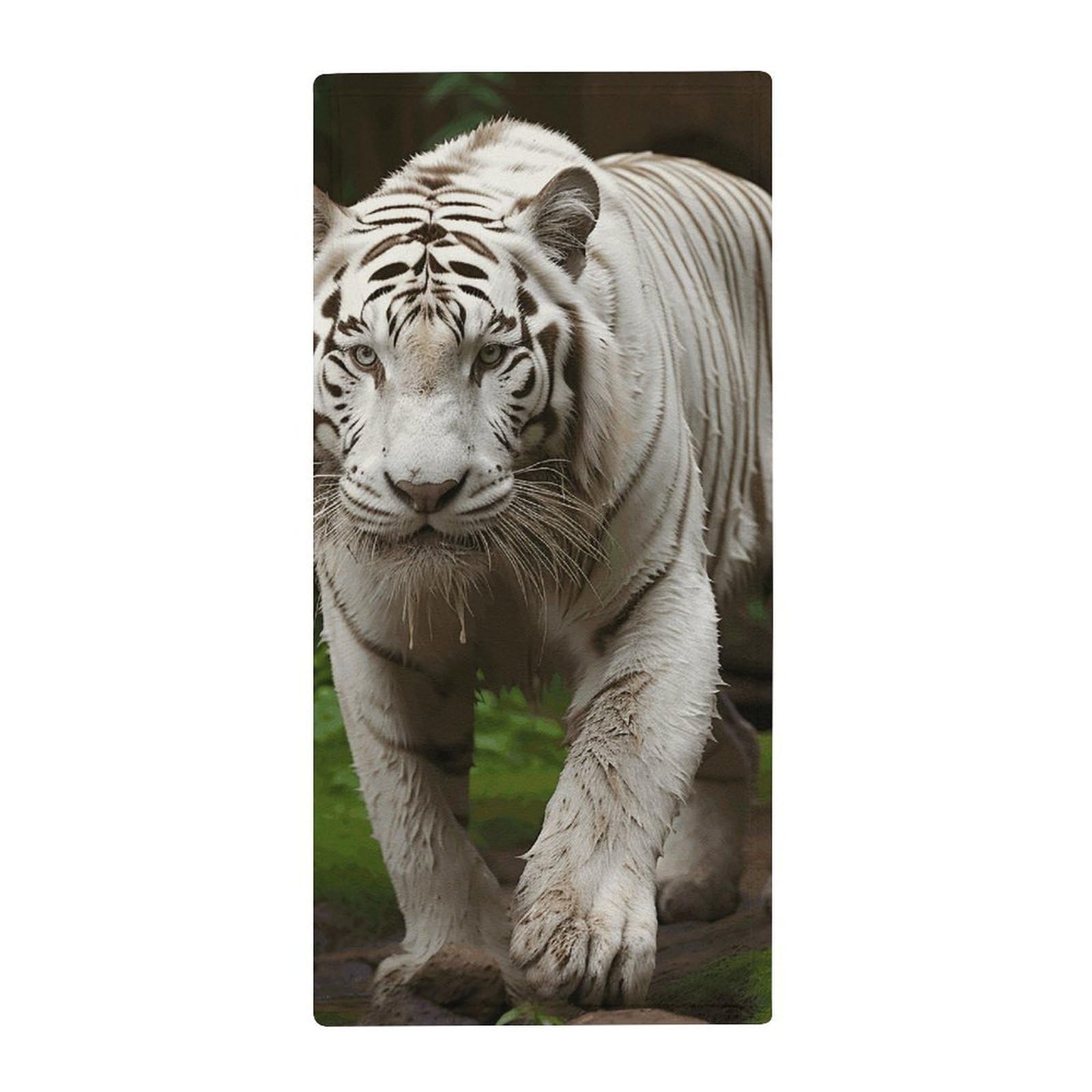 LZQPOEAS Majestic White Bengal Tiger Soft Microfiber Beach Towel, Quick Dry Highly Absorbant Coral Fleece Towel, Compact Premium Durable Towel for Travel Gym Pool Bathroom Camping Outdoor Sports