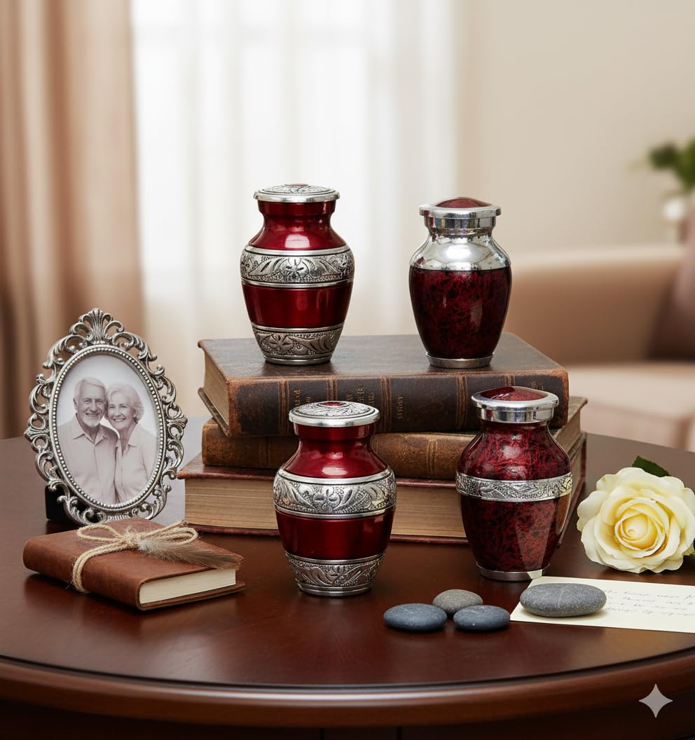 eSplanade- Cremation Mini urn Keepsake Memorial |Set of 4 Small urns for Ashes