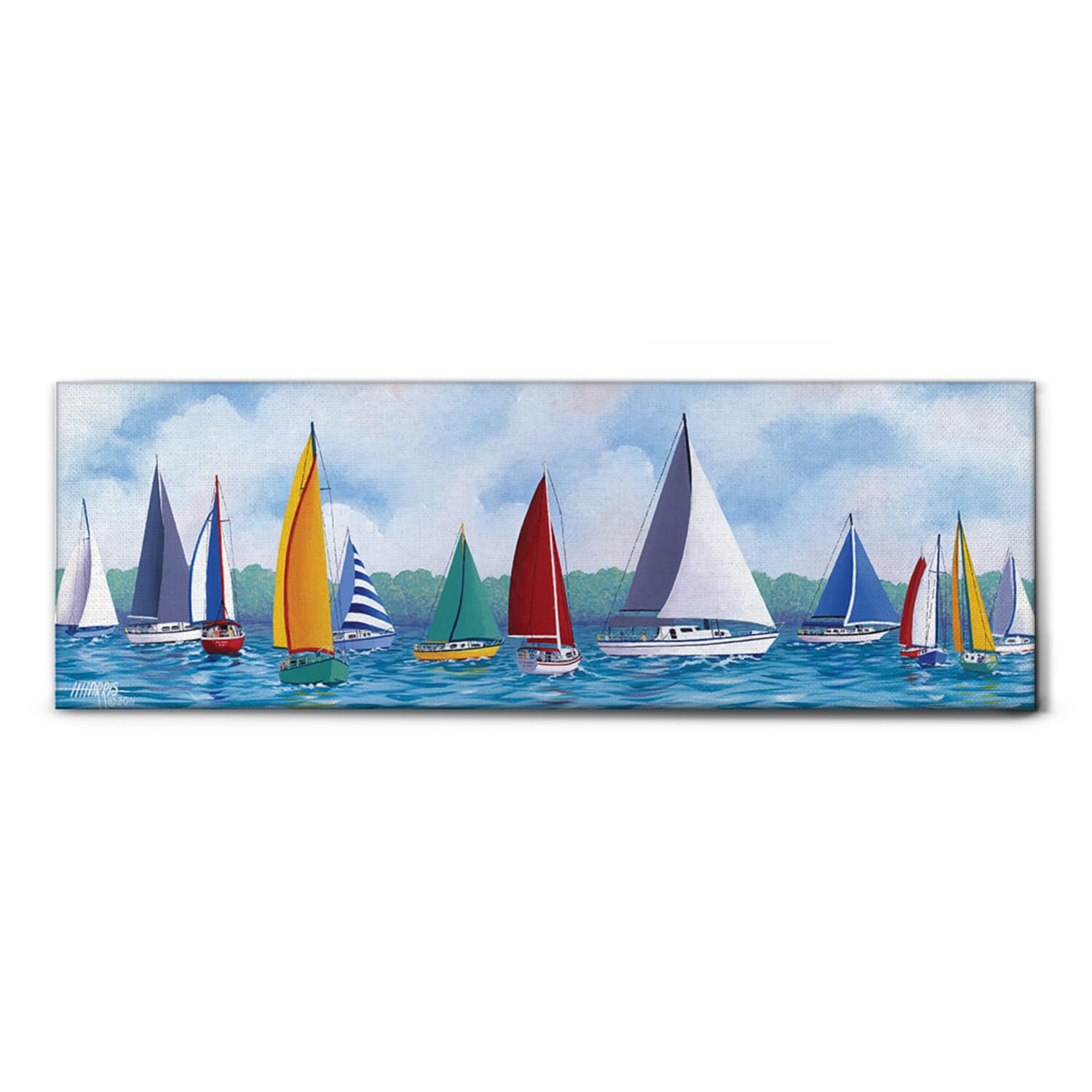 Giallobus - Quadro - Hugh Harris - Festa della barca a vela - Tela Canvas Telaio Standard - 150x50 - Pronto da appendere - Quadri moderni per la casa