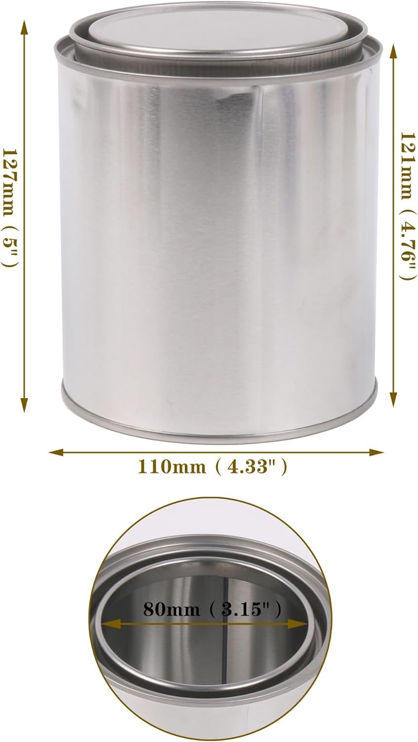 BQLZR Empty Metal Paint Can with Lid for DIY and Professional Art Projects 2 Pint Size