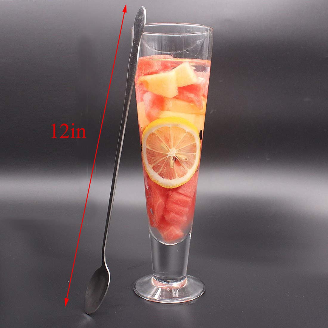12-inch cuchara larga de té de acero inoxidable para mezclar,agitación de cócteles,café,zumos,juego de 4