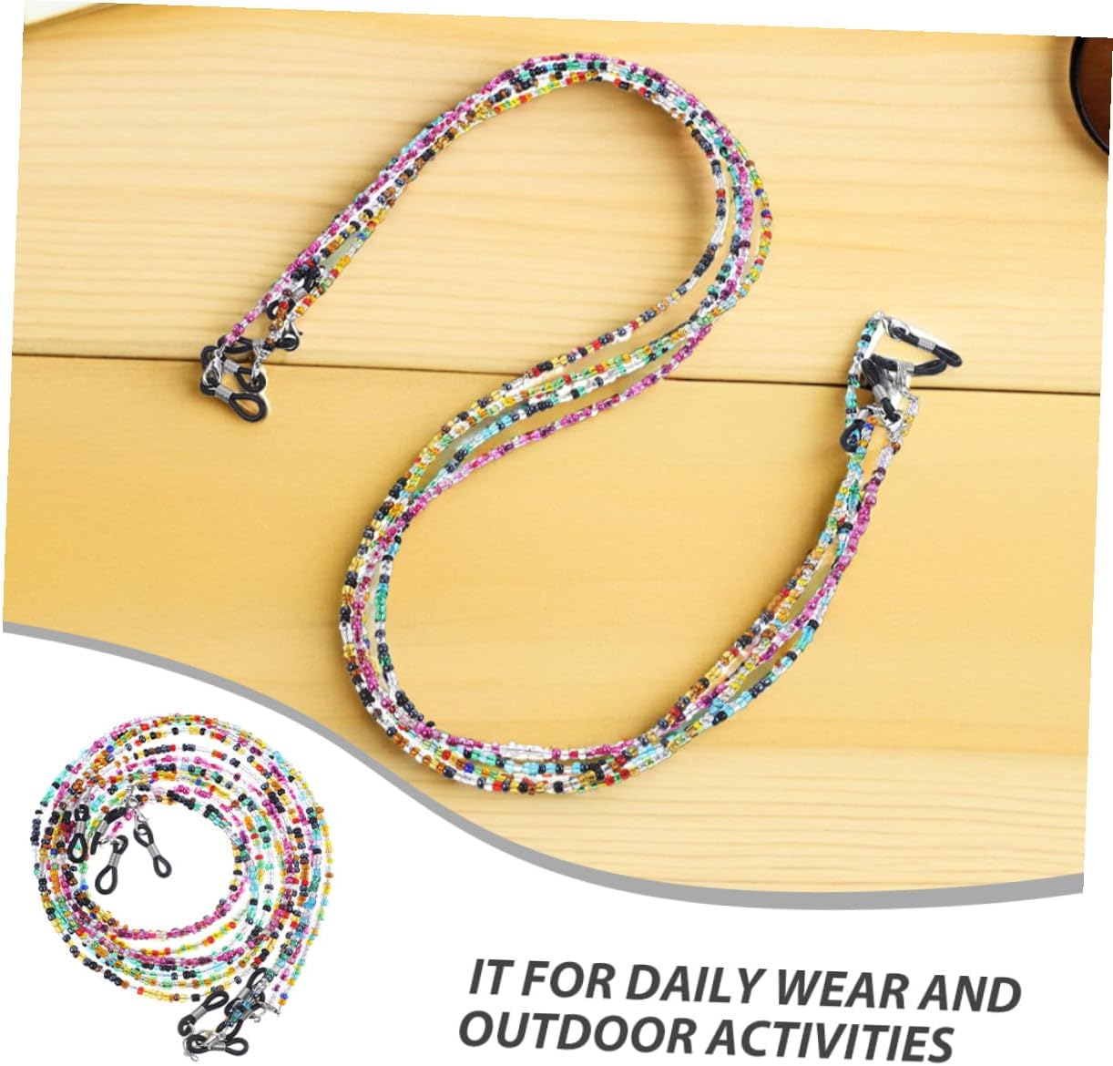 NUOBESTY 8pcs Eyeglass Chain Strap Lanyard, Beaded Glasses Necklace Holder for Men Women, Lightweight Eyewear Retainer Cord Suitable for Masks and Reading Glasses