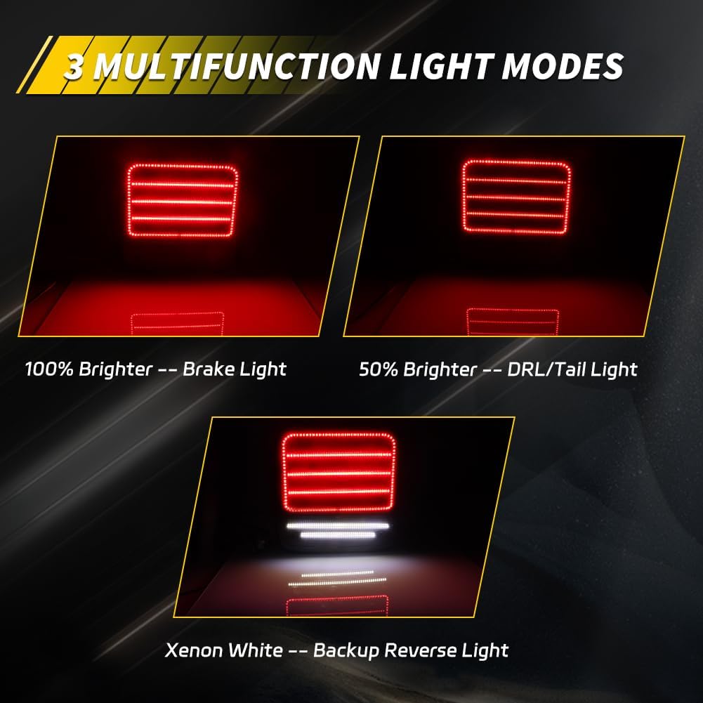1 Pair LED Tail Light Compatible with Chevro-let G20 G10 GMC G2500 1985-1995, GMC G3500 1985-1996, [DOT Certified] Red Taillight Lamp, White Reverse Back Up Light, Smoked Lens