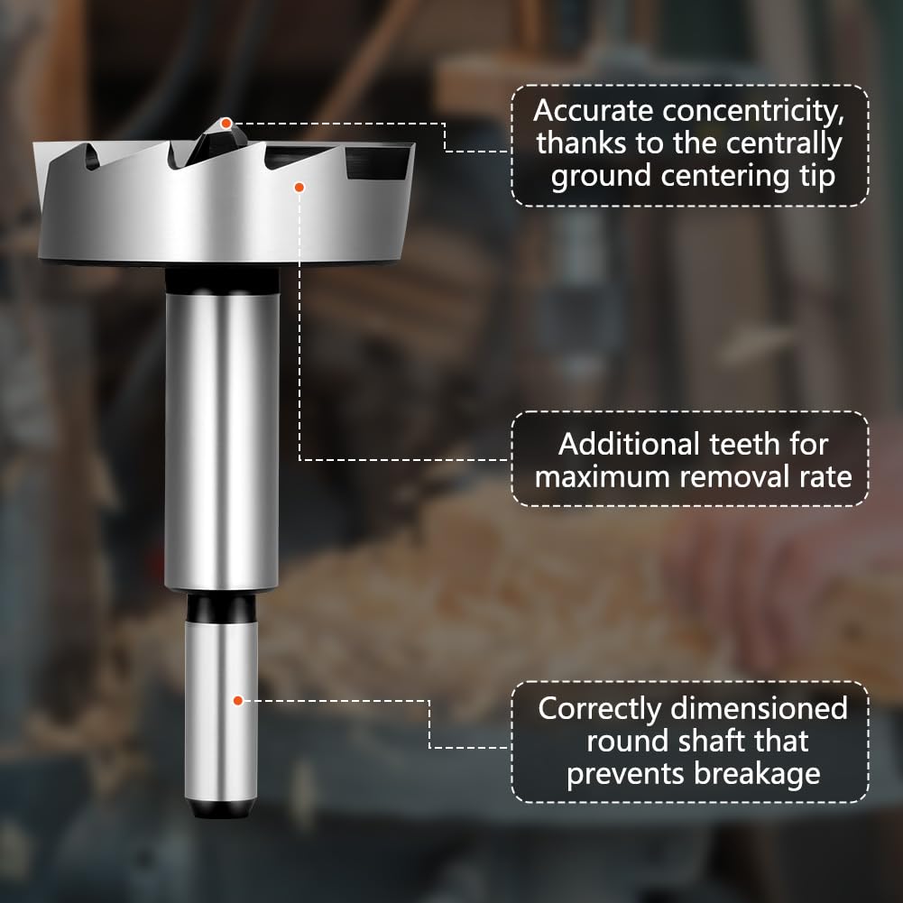 Flintronic 60mm Forstner Drill Bit, Carbide Steel Boring Hole Saw, Tipped Forstner Bit Hole Cutter - Image 4