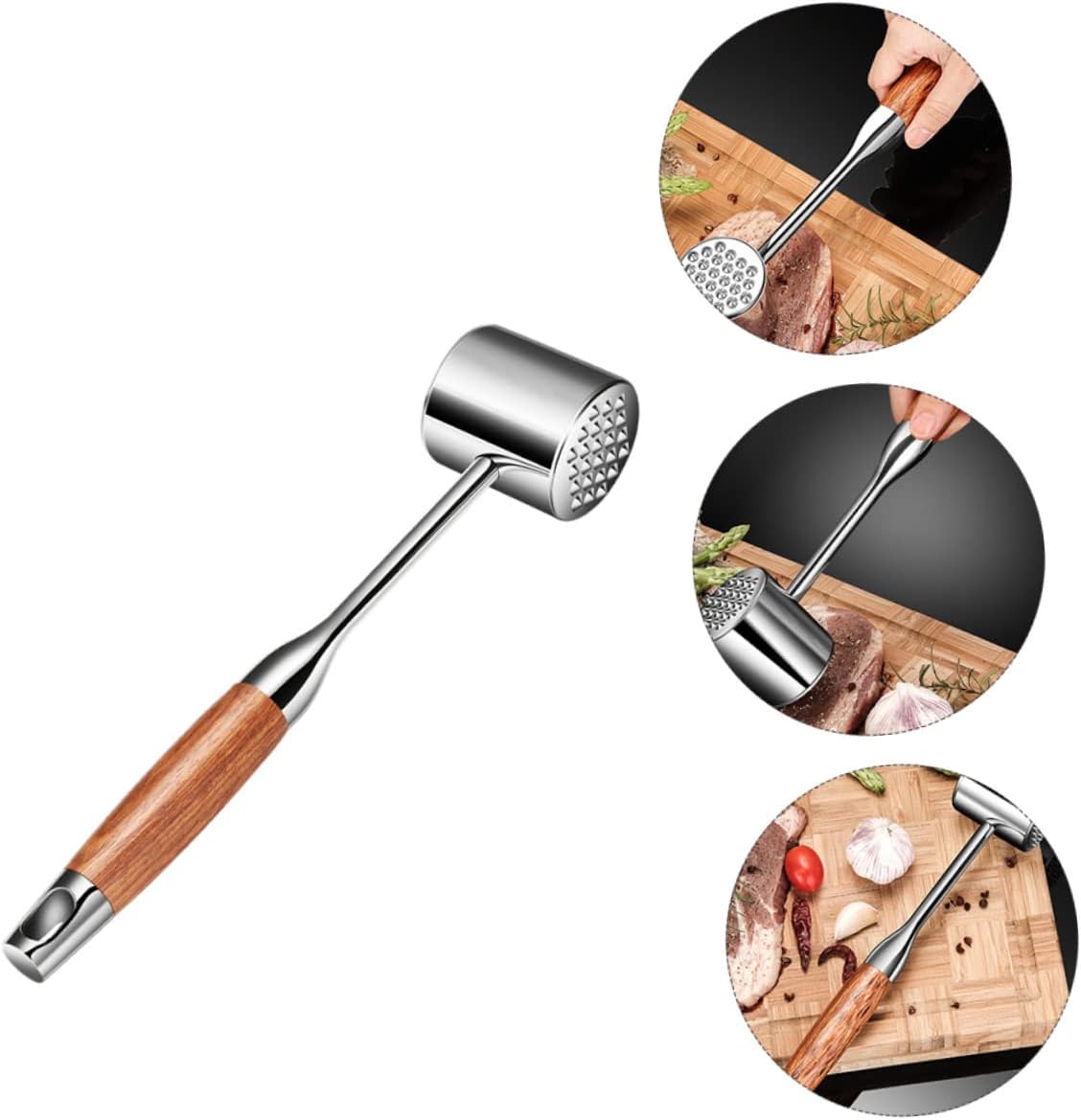 Zerodeko 1pc Stainless Steel Meat Hammer Versatile Kitchen Tenderizer for Steak Non- Handle Essential Cooking Tool for Home and Restaurant