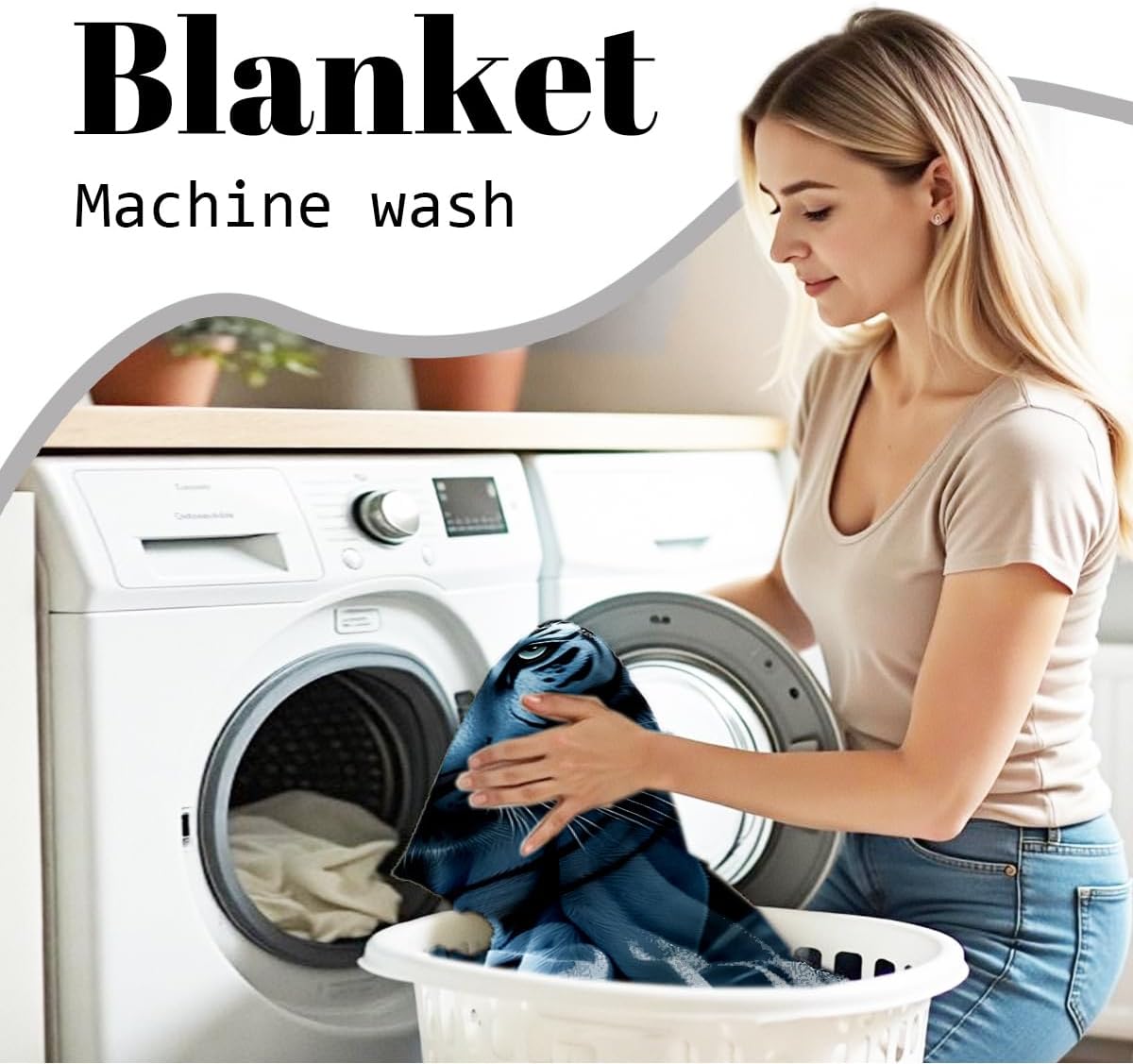 White Tiger Print Flannel Blanket - Forest Wildlife Throw for Bed Couch Decor Wild Animal Queen Size Bedding Gifts for Tiger Lovers (49"x59") - Image 6