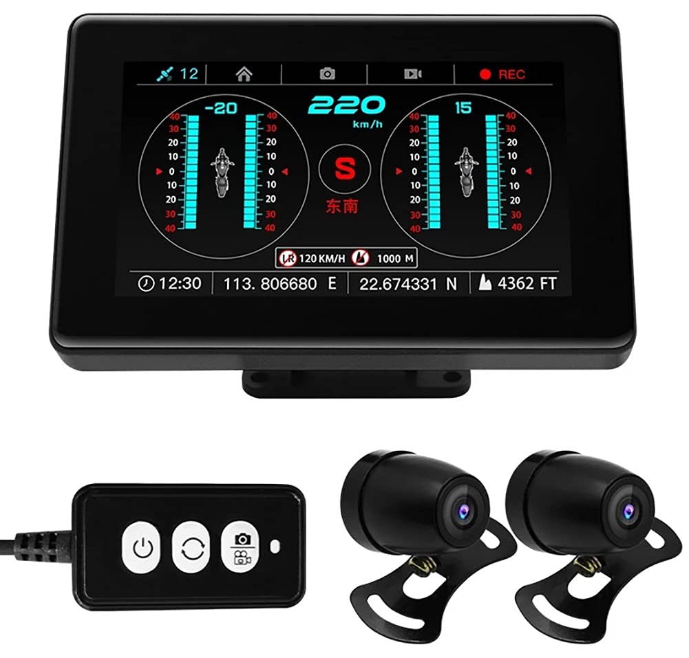 Kamera samochodowa motocyklowa z 4-calowym ekranem LCD, wodoodporność IP67, dwukanałowa kamera motocyklowa 1080P z przodu i z tyłu, kąt 120 stopni, interfejs w 6 stylach (rozmiar: kamera samochodowa +