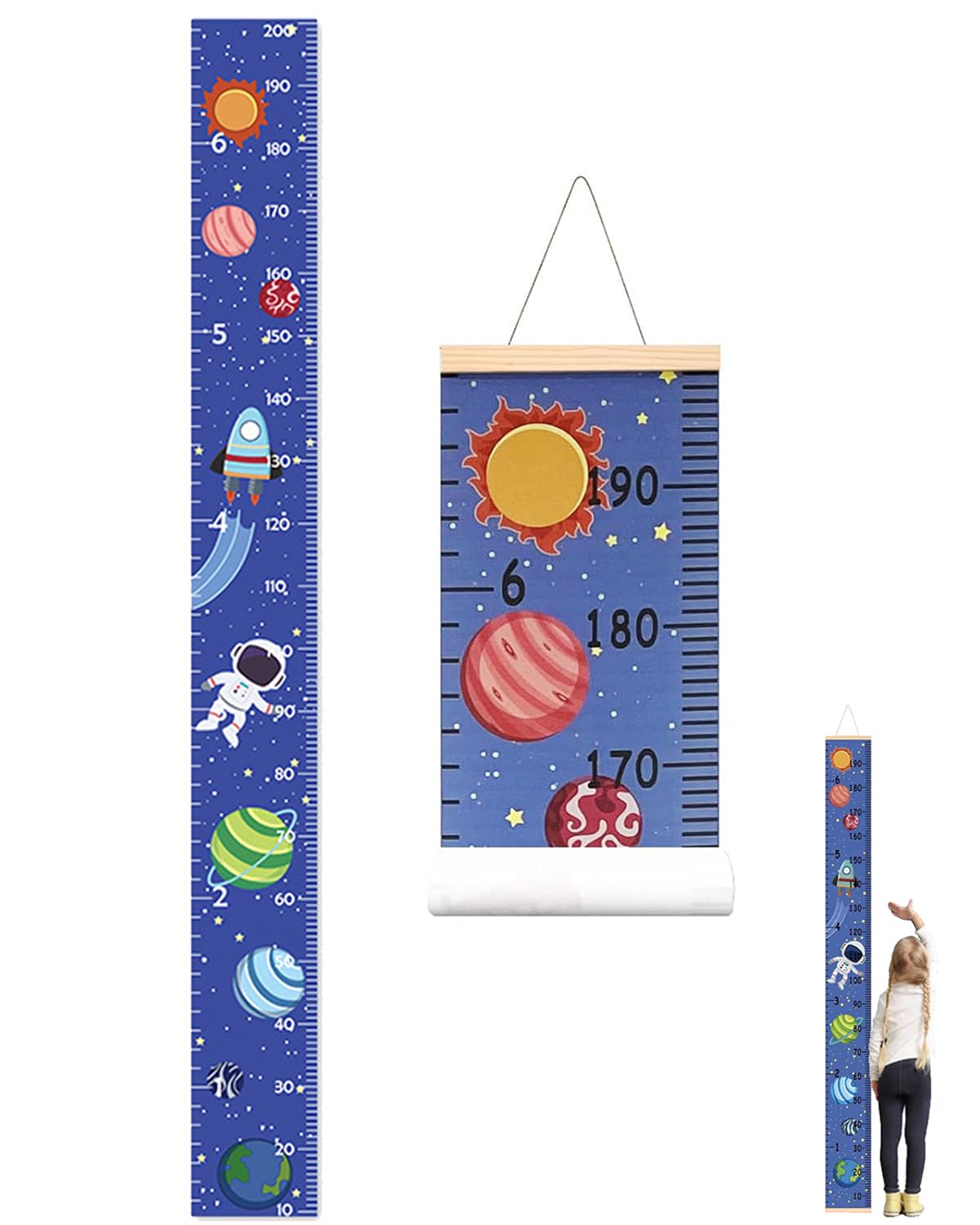 Height Chart for Kids, Height Measuring Scale Sticker, Height Chart for Kids Nursery Decoration, Kids Bedroom, Baby Girl or Boy’s Room, Interior Walls Decoration, 10-195cm (Astronaut Style)