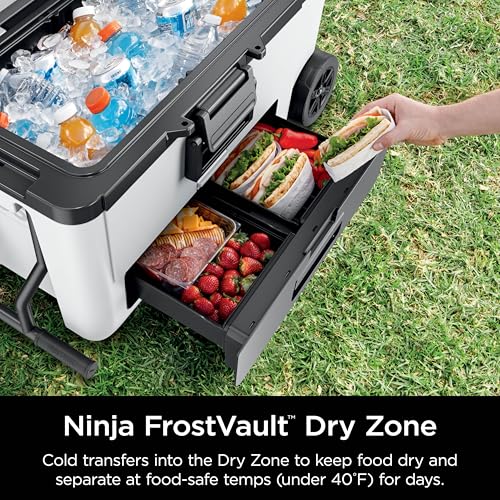 Image of Ninja FrostVault | 65qt Wheeled Cooler with Cold Dry Zone | Integrated Fridge-Temp Dry Storage Drawer | Premium Heavy-Duty Insulated Cooler | Keeps Ice Cold for Days | Smokey Mauve | FB265MV