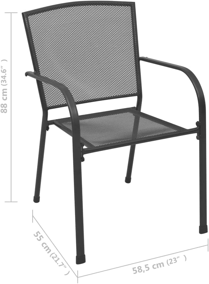 vidaXL Outdoor Chair Set of 4 Anthracite Steel Medium Stackable