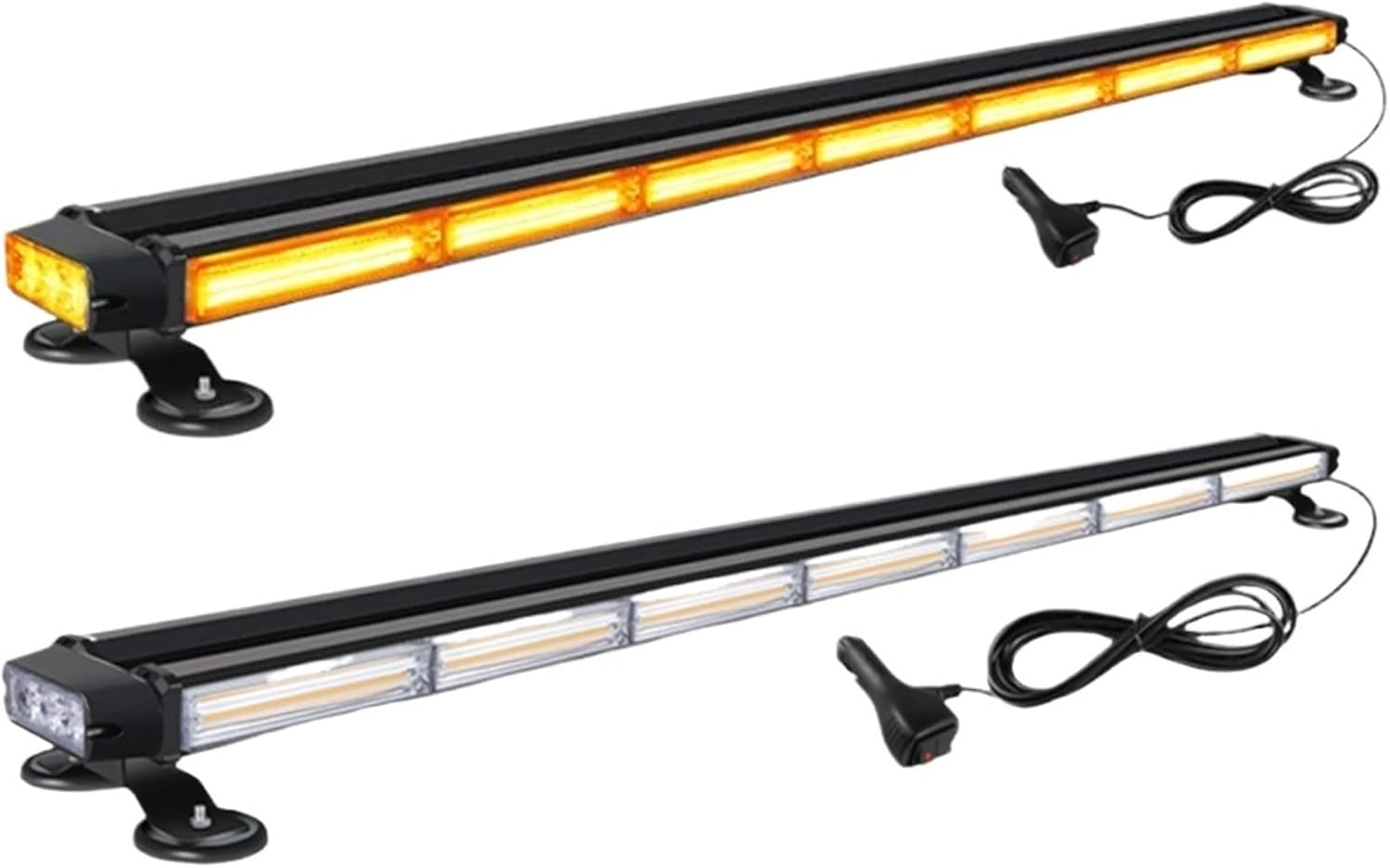 Double Side Car Rooftop LED Strobe Light Bar Warning Beacon DC12V-24V Emergency Light for Traffic Truck Vans Tractor(5 COB 81CM 32Inch,White Yellow)