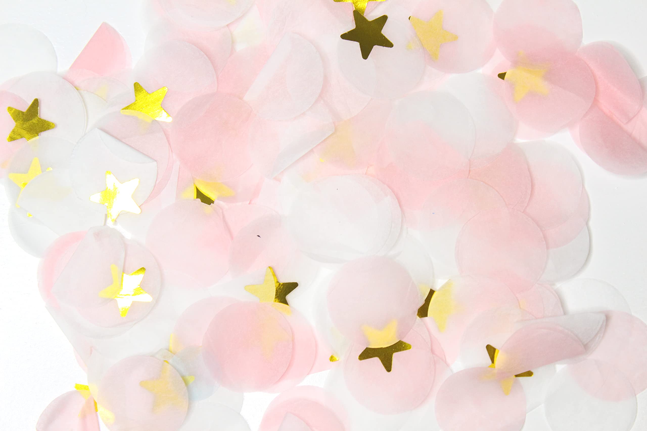Confetti! Premium 1-inch Round Tissue Paper Party Table Confetti - 10/15 Grams (Pink, White, Gold Mylar Flakes)