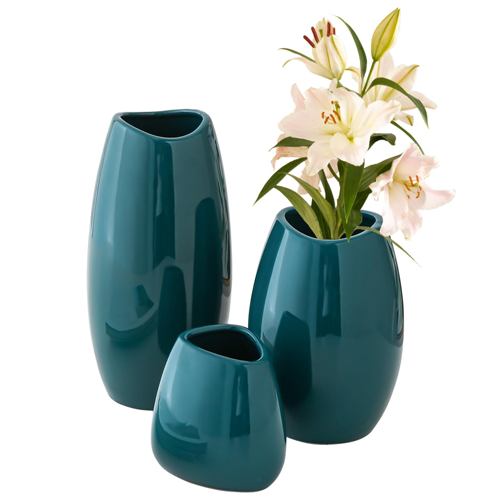 Ohsooons Ceramic Vase Set of 3 PCS Flower Pots for Home Decor, Modern Decorative for Flowers Vases for Your Ideal Table Decor, Living, Room, Kitchen,