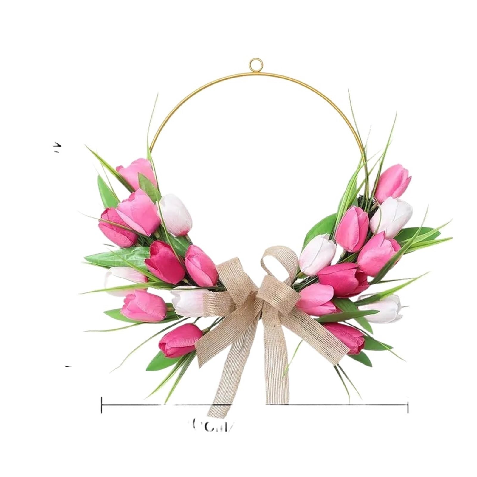 Door Wreath Simulated Tulips Wreath Artificial Flower Bohemian Spring Decor Outdoor Front Door Wreaths Easter Wedding Decoration(Pink)