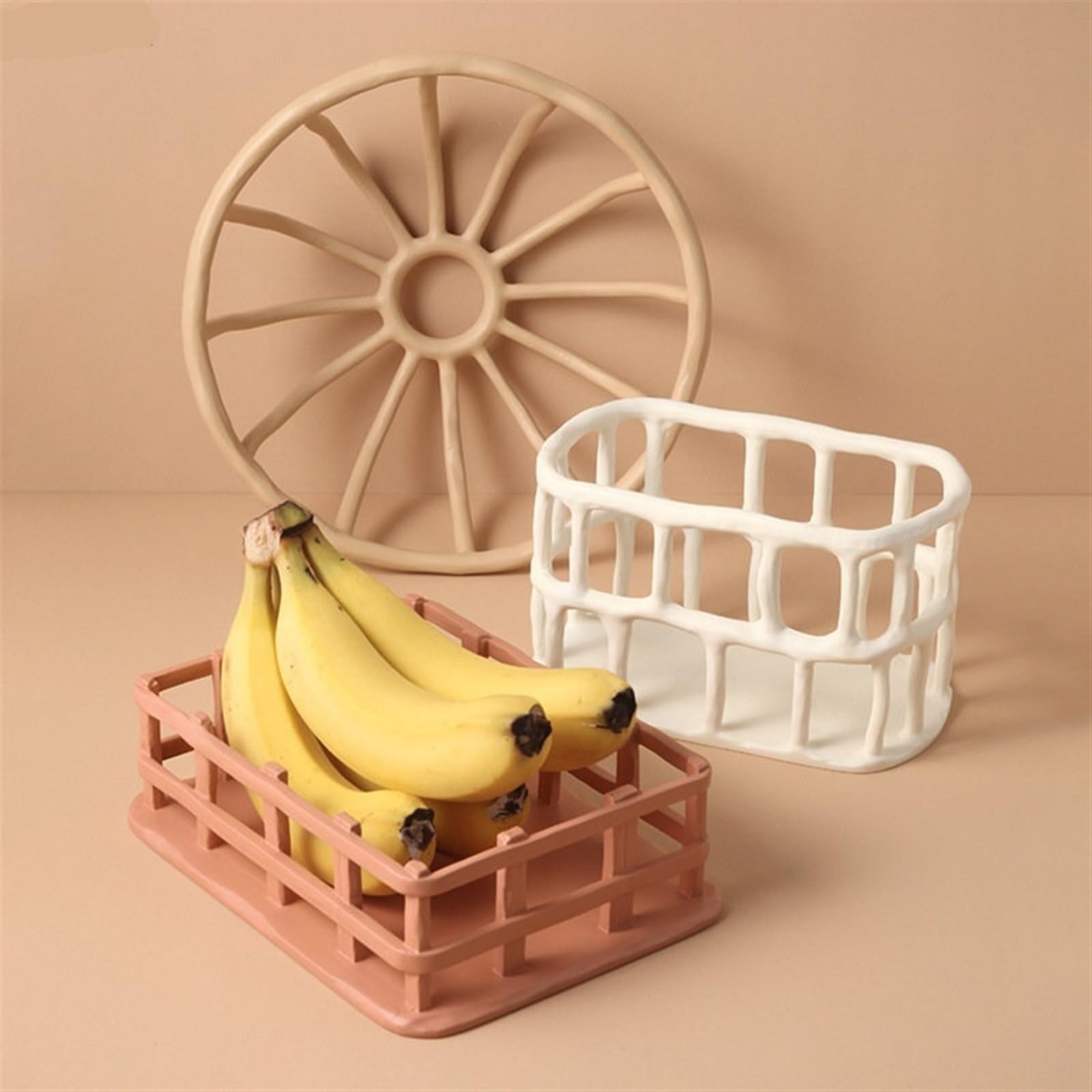 Zestaw tac śniadaniowych – wydrążony kosz na owoce i biżuteria nizer, talerz do pieczenia ciast, deserów, sushi – wszechstronne tacki 7 x 22,5 x 16,5 cm