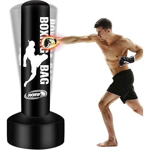69'' Free Standing Punching Bag for Adults, Boxing Equipment Kicking Bag Inflatable Kick Boxing Bag with Stand for Training MMA Muay Thai Fitness