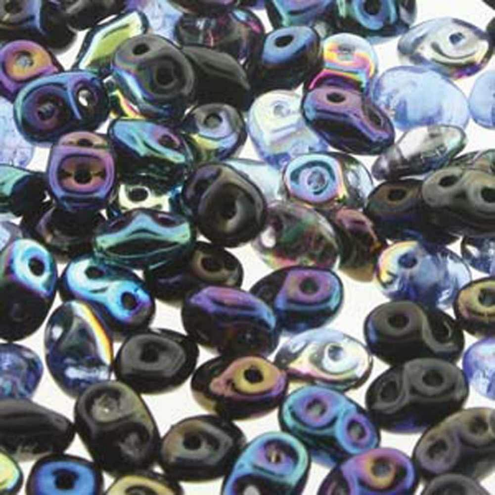 Midnight SuperDuo Czech Two Hole Seed Beads 2.5x5mm Approx 20 Grams