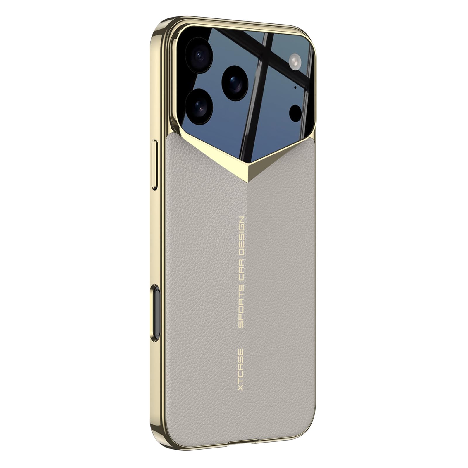 Housse iPhone 17 Pro Max cuir mince étui antichoc gris luxe