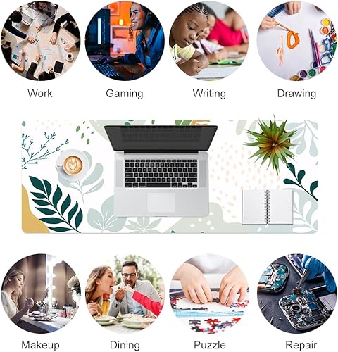 Vista 31 de Colorful Star Alfombrilla grande para mouse, botánica abstracta impermeable, alfombrilla de mouse para juegos de computadora, alfombrilla de mouse