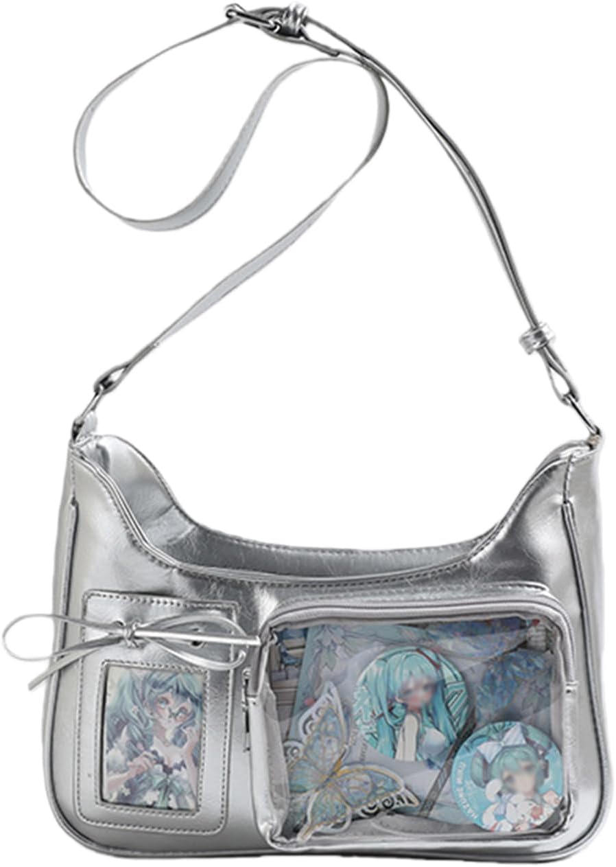 Y2K ita Purse Crossbody Bag Pin Display Handbag Cute Aesthetic JK Lolita Bag for Anime Cosplay