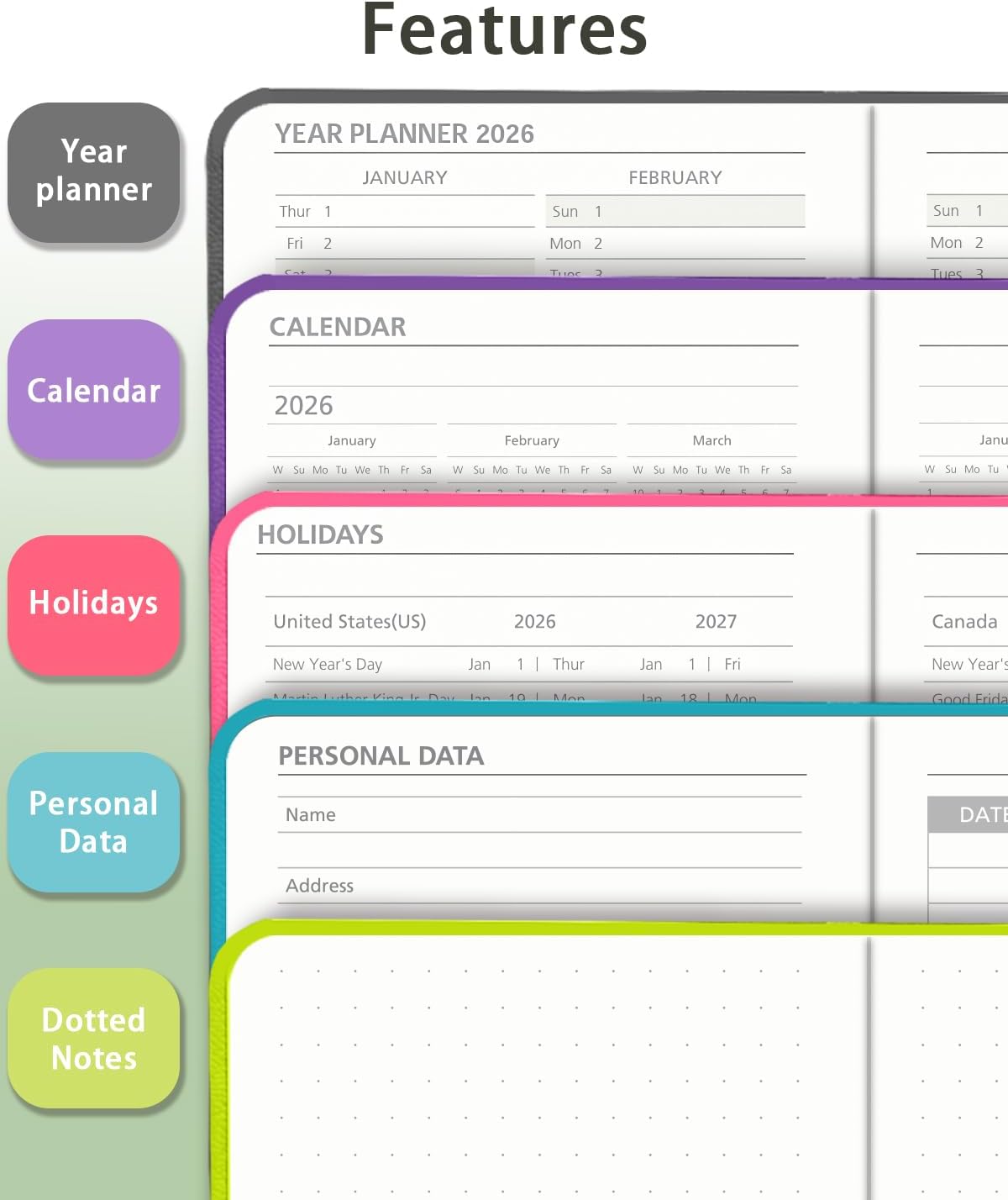 Pocket Monthly Planner 2026-2027 by YihurKis - 2 Year Pocket Monthly Calendar (Jan.2026 - Dec.2027), 4 Page Per Month with Expense Pages 3.5" x 6", Leather Hard Cover, 100GSM Thick Paper - Green image 4